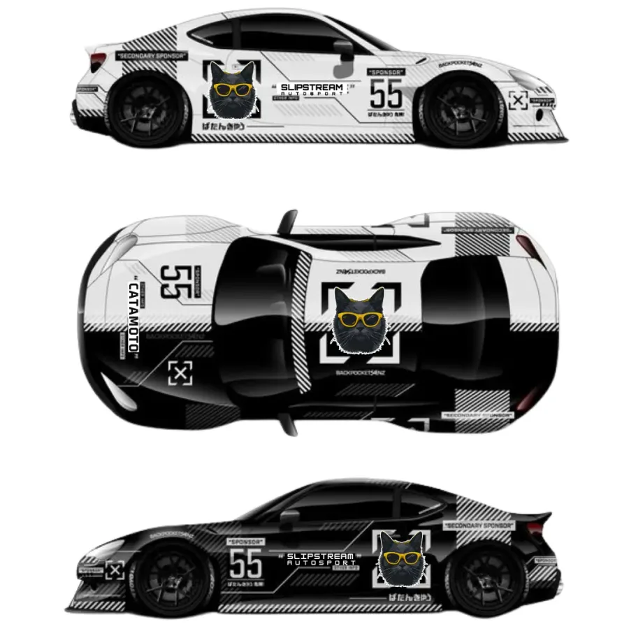 Livery design sheets showing Slipstream Autosport car branding