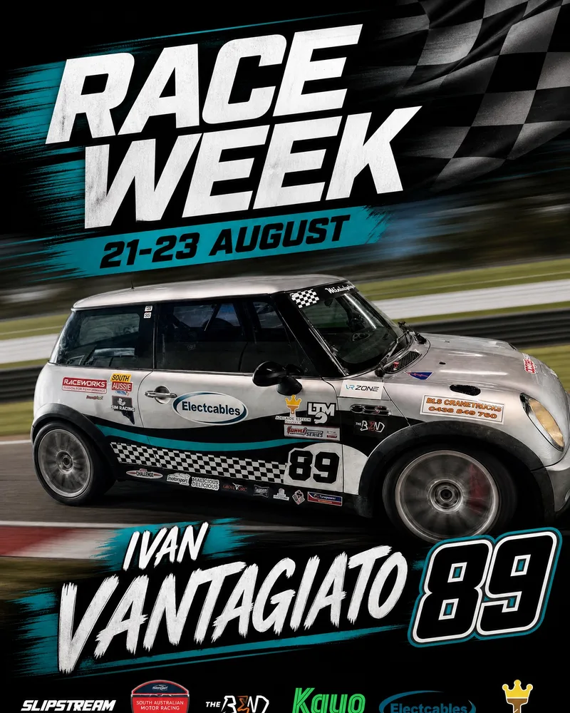 Race week graphic for Ivan Vantagiato car 89 in MINI Challenge Australia